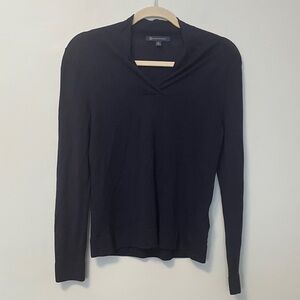 Brooks Brothers Navy 100% Merino Wool V Sweater